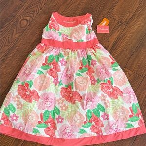 Gymboree Coral and Green Floral Dress